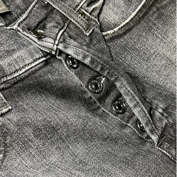 NWT 7 For All Mankind Black Distressed Denim Monroe Raw Cut Off Shorts Size 30 - Picture 4 of 7